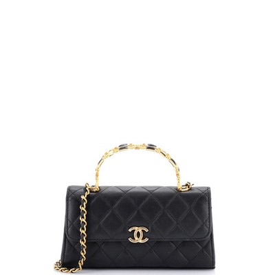 Chanel Top Handle Phone Holder with Chain Quilted Lambskin with