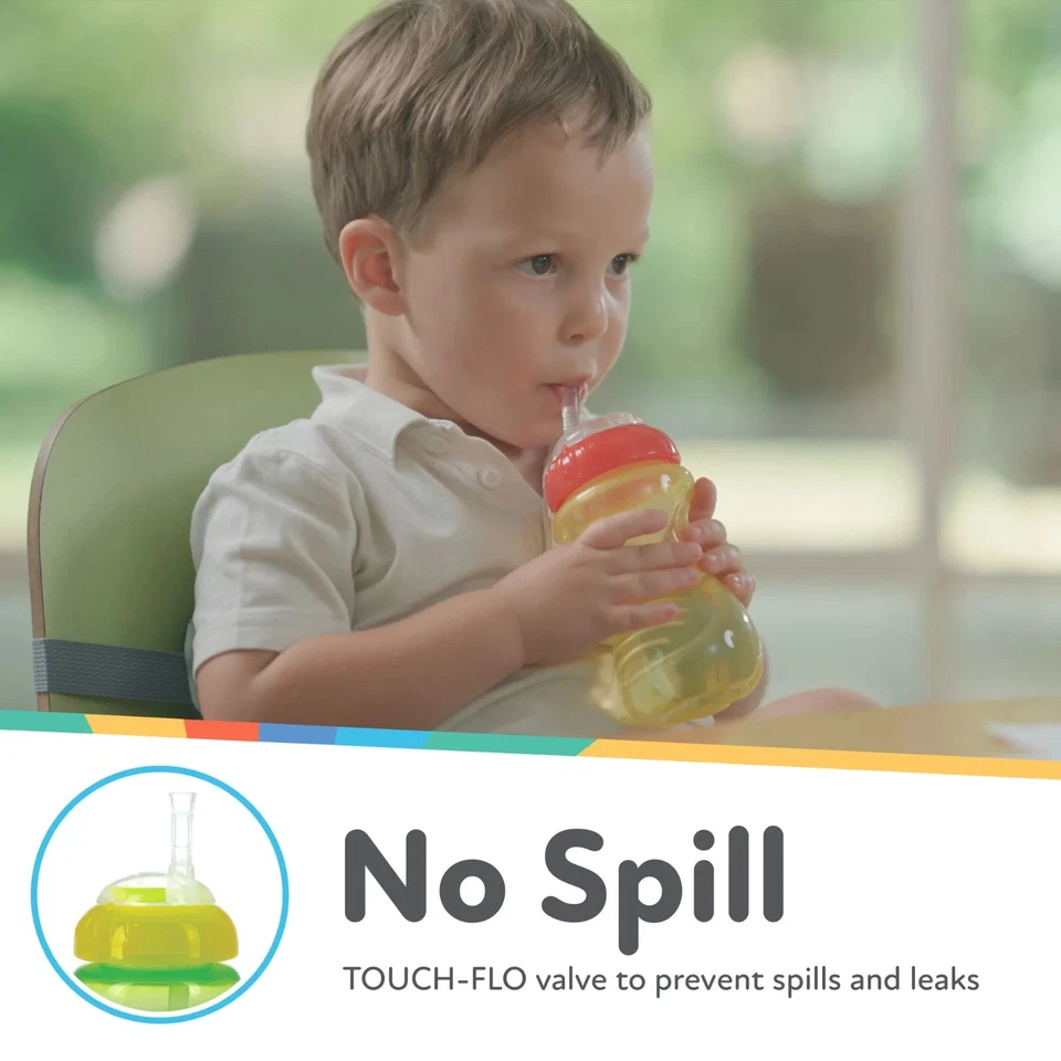 Nuby No-Spill Sippy Cup with Flex Straw - (3-Pack) 10-Ounce Bottles - Sippy Cups - Image 3 of 4