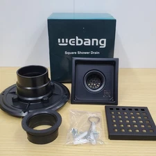 Webang 4 X 4 Inch Square Shower Floor Drain Black Stainless Steel Matte 