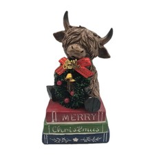 Highland Cow Figurine Christmas Books Decor Decorative Ornament
