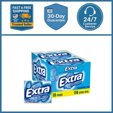 Extra Gum Peppermint Chewing Gum, 15 Pieces (Pack of 10)