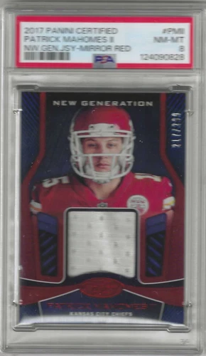 Patrick Mahomes II 2017 Panini #PMII GUM MIRROR RED ROOKIE /299 CHIEFS PSA 8!