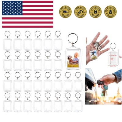 30 PCS Photo Insert Keychains, Acrylic Clear Blank Keyrings Picture Frame Key...