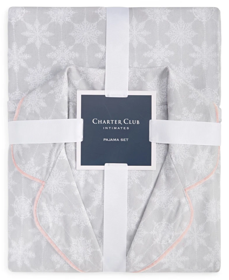 CHARTER CLUB 2 piezas. Conjunto de pijama empaquetado de franela de algodón - copo de nieve geo - XL Foto 2 de 2