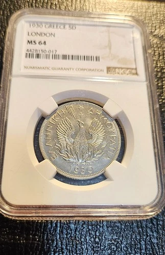 1930 Greece 5 drachmai - NGC MS64 - London mint