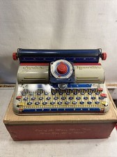 Vintage Junior Toy Typewriter by Marx Tin Litho Lithograph Moving Carriage Box