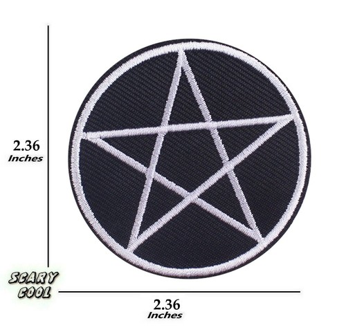 Nuevo parche bordado de pentagrama horror diablo hierro en parche de motociclista - Imagen 3 de 3