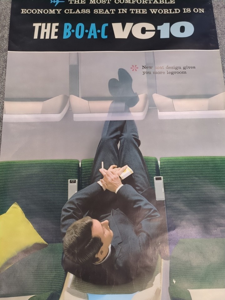 ORIGINAL 1960s BOAC TRAVEL POSTER ADVERTISING TRANSPORT AIRLINE BRITISH