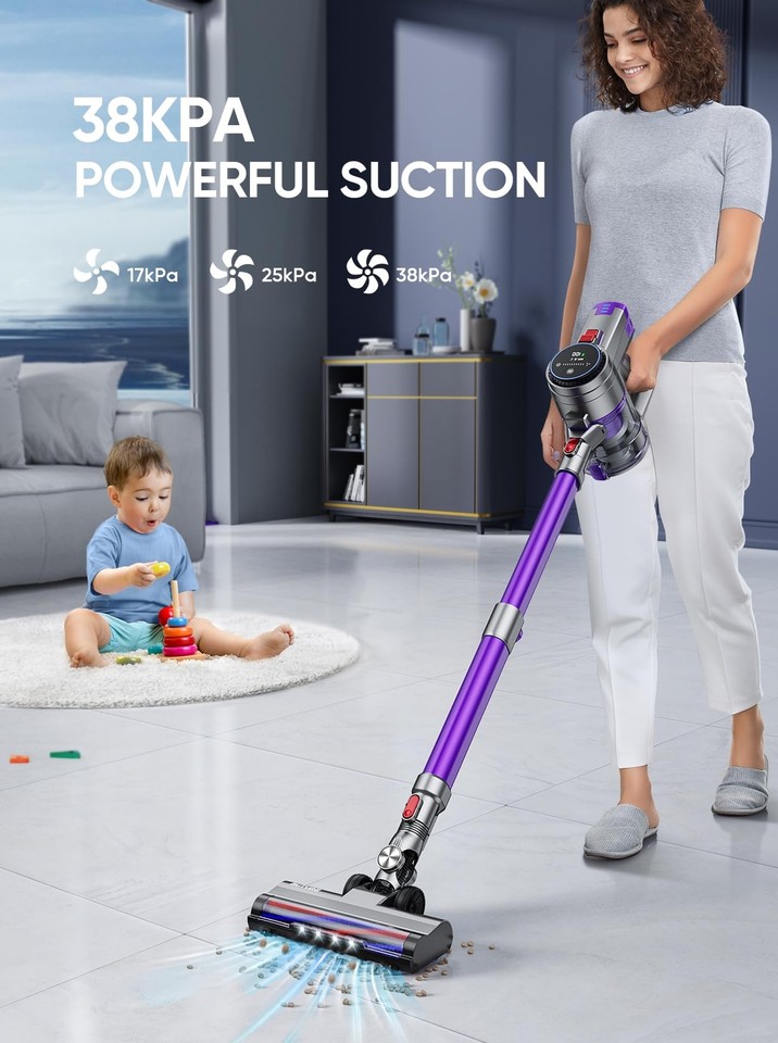 BuTure Cordless Vacuum Cleaner 38Kpa 450W with Dual Rollers 55 Min Runtime St... eBay