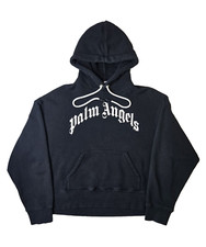 Palm Angels Curved Logo Black Heavyweight Oversized Pullover Hoodie Men Small S