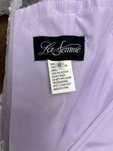 La Femme Lavender Gray Embroidered Tea Length Dress 6 NEW Mother Bride $429 NWT - Picture 10 of 15