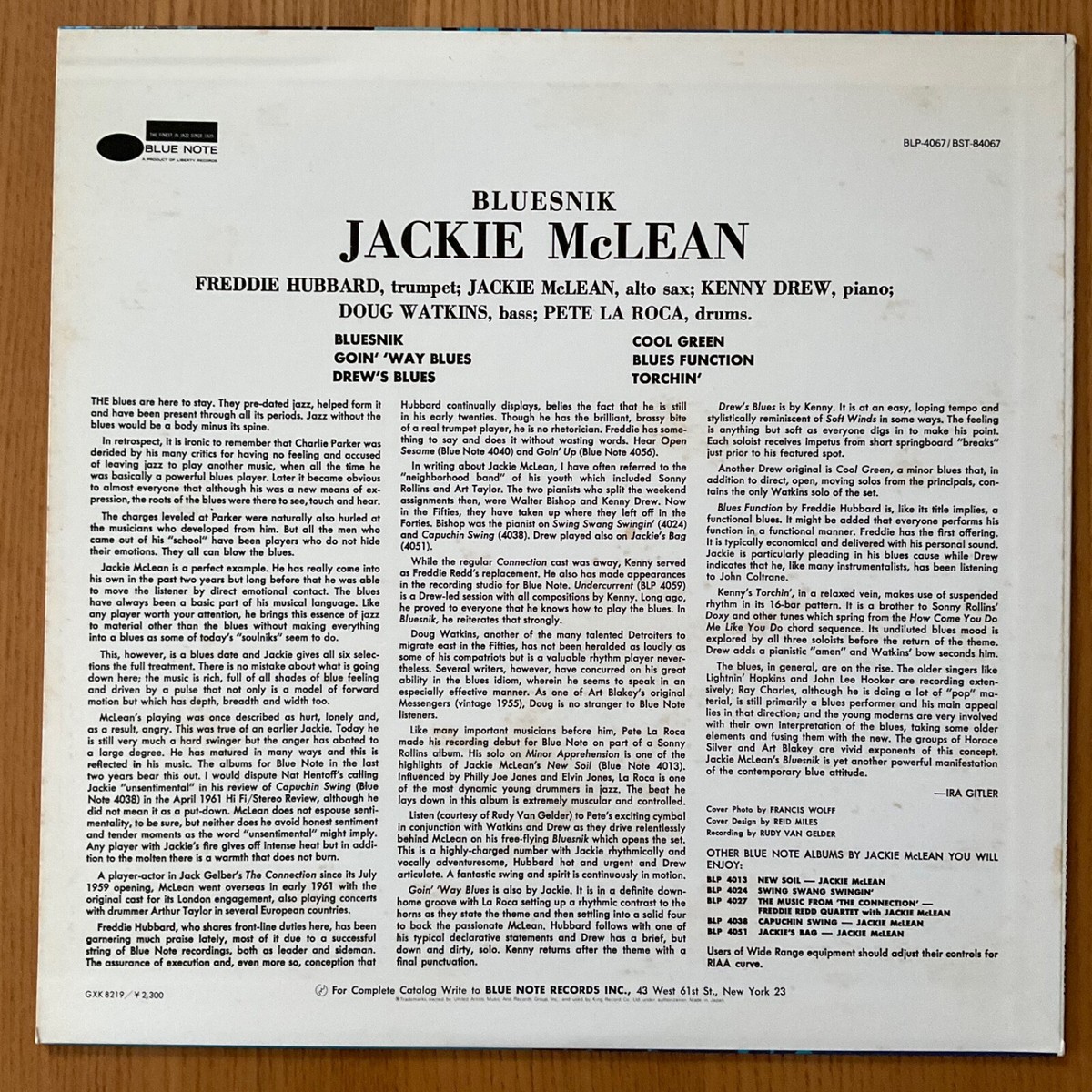 JACKIE MCLEAN BLUESNIK BLUE NOTE GXK-8219 JAPAN VINYL LP | eBay
