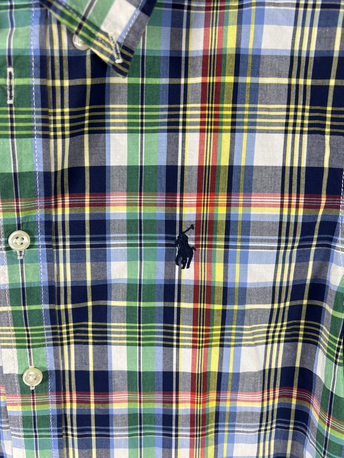 Ralph Lauren Big Boys Short Sleeve Blue Plaid Cotton Poplin Shirt Large Y14/16 thumbnail 3