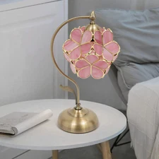 Bedroom Floral Shape Desk Light, Stained Glass Table Lamp 110V Flower Table Lamp