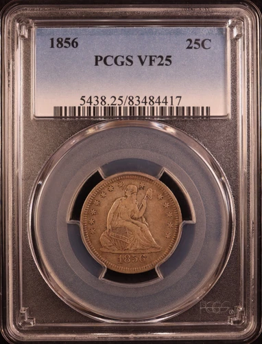 1856-P Seated Liberty Quarter - PCGS VF25 - Very Attractive Original! Choice+