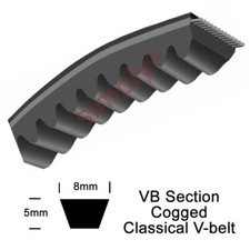 Optibelt VB-8x630-Li Cogged Classical 8mm Wide 5mm Deep V-Belt