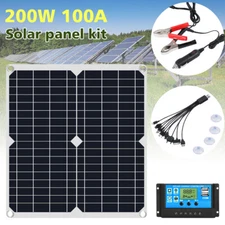 12V Solar Panel Kit 200W Battery Charger 20-100A Controller For Car/Boat/Van