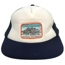 Vtg Mount Olgas Patch Hat Kata Tjuta Australia Mesh Foam Snap Back Trucker Cap
