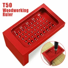 T50 T-type Ruler Hole Scribing Measuring Wood Gauge Woodworking Scriber Red C#