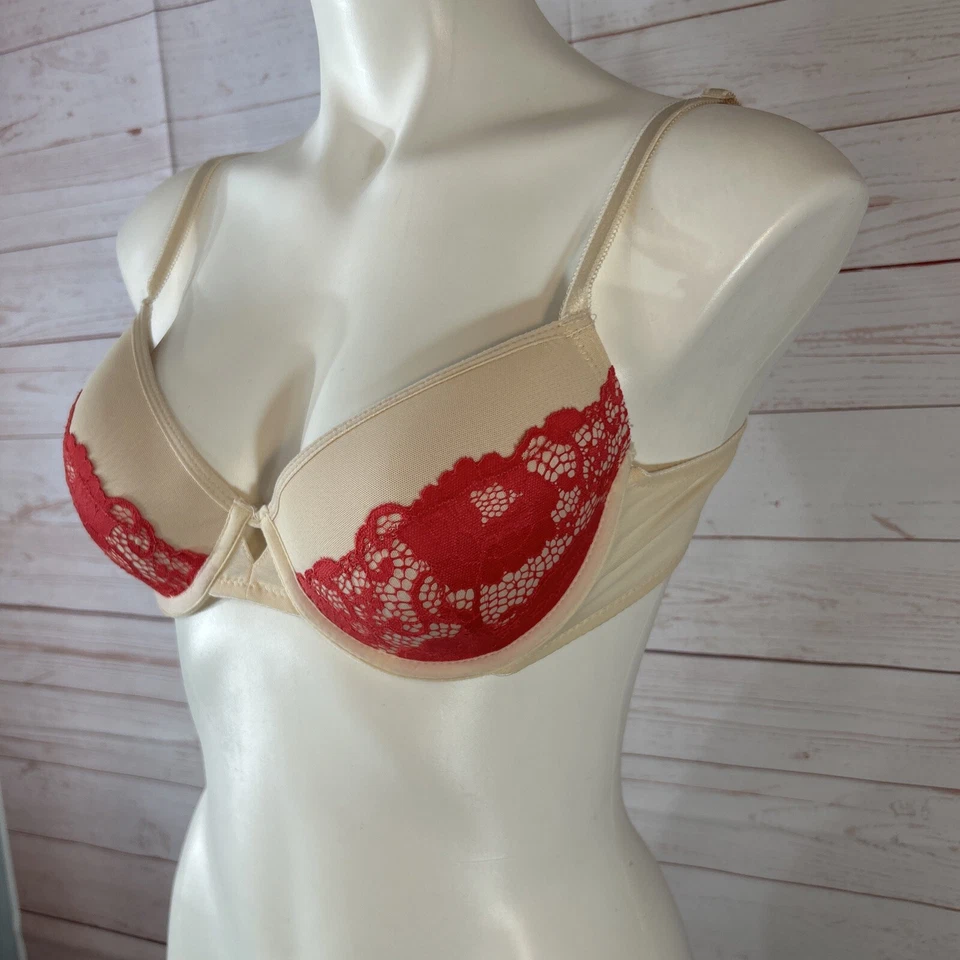 Sujetador Rampage 36C Beige Rosa Floral Encaje Acolchado Con Aros Cierre Ajustable Espalda Foto 4 de 4