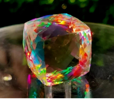 Certified 149 CT Natural Huge Mystic Topaz Rainbow Color Cube CUT Loose Gemstone