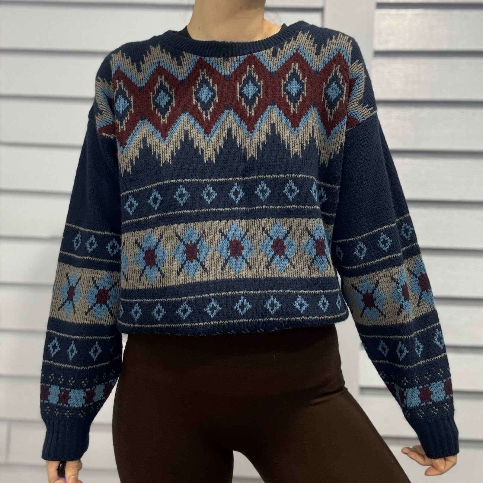 Vintage 80s Towncraft Southwestern Knit Sweater (… - image 2