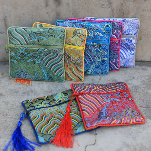 10pcs Square Brocade China Silk Coin Bags Purse Jewelry Candy Gift Bag Wholesale - Picture 8 of 12