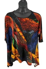 Attitudes by Renee Global Illusions Casknit Tunic Mustard Abst