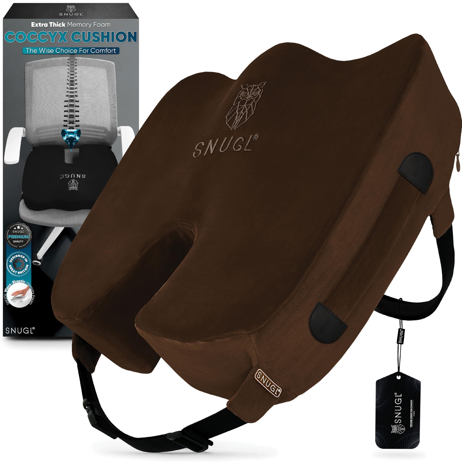 Coccyx Cushion | Thick Memory Foam Seat Cushion for Office, Car, Wheelchair &...