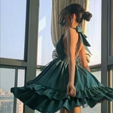 Women Beach Bohemian Lolita Slip Classical Evening Mini Dress Ruffles Sexy Club