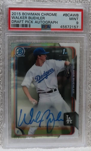 2015 Bowman Chrome Walker Buehler Draft Pick 1st Auto #BCA-WB PSA 9 Dodgers