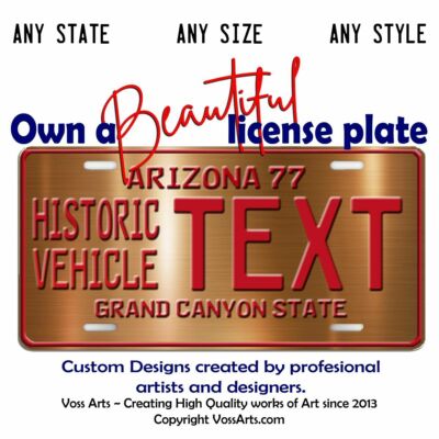 Arizona License Plate Historic Vehicle 77 custom personalized YOUR