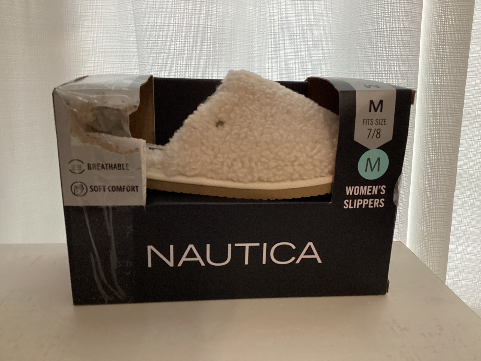 Women’s Nautica Slippers House Shoes Burbanks Cream Size M 7/8 US - NEW-image