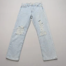 Levi's Womens Wedgie Straight Jeans Size 26 Button Fly Distressed Light Wash
