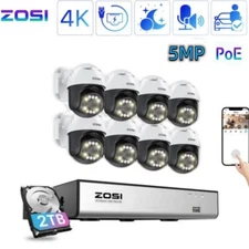 ZOSI 4K 8CH NVR PoE Security Camera System Color Night Vision Two Way Audio 2TB