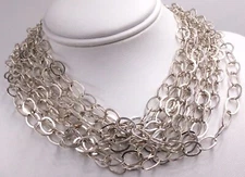 STERLING SILVER 925 TEN STRAND CABLE LINK CHAIN NECKLACE ADJUSTABLE 16.5-18.5"