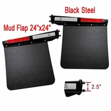 New Semi Truck 2.5" Mud Flap Hangers Kit &Mud Flap 24"*24" Universal Black Steel