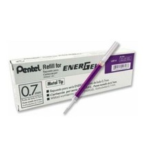 10 Pentel LR7 Roller Refill for EnerGel Gel Pen 0.7mm Metal Tip Violet color Ink