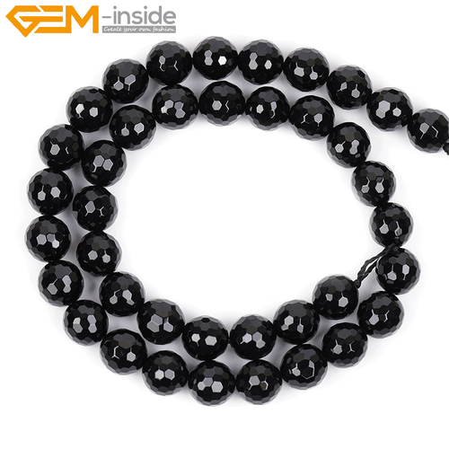 Natural Genuine Black Agate Stone Onyx Gem Beads For Jewelry Making 15" Faceted - Picture 10 of 63