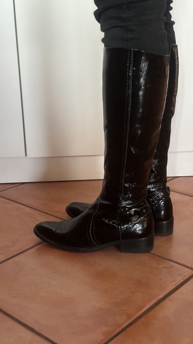 Peter Kaiser Vintage Schaftstiefel Lackleder Leder Lack Stiefel 37