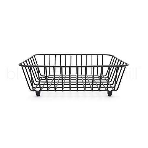 Kitchen Sink Basket Dish Drainer Black Plastic Coated Steel Countertop