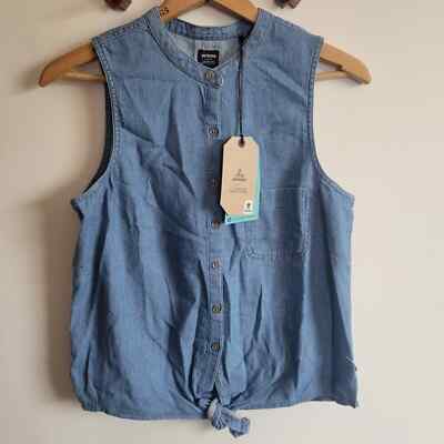 NWT Prana Sunrise Peak Tank Top Button Down Blue Denim Extra Small XS