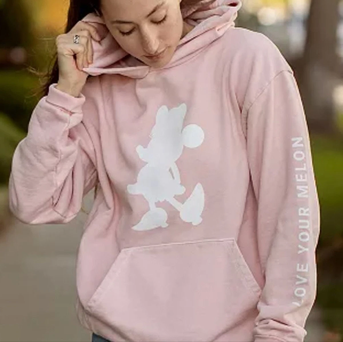 Love Your Melon x Disney Minnie Blush Pink Pullover Hoodie Size Large
