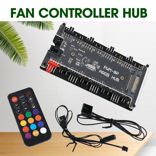 8 RGB / ARGB Strip Fan Controller Hub Splitter for Desktop Computer PC AURA SYKa - Afbeelding 2 van 9