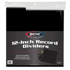 25 BCW 12" Black Record Dividers Write on Index Tabs Label 33RPM Box Orginize