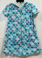 Wonder Nation Girls Terry Cloth Swimsuit Cover Up XS 4-5 Mermaid Hooded Zip
