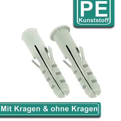 100 Universaldübel = 6mm Länge= 36mm - Mit Kragen | 6 Mm | 100 Stück