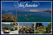 Lombard Street - Golden Gate Bridge San Francisco California Postcard