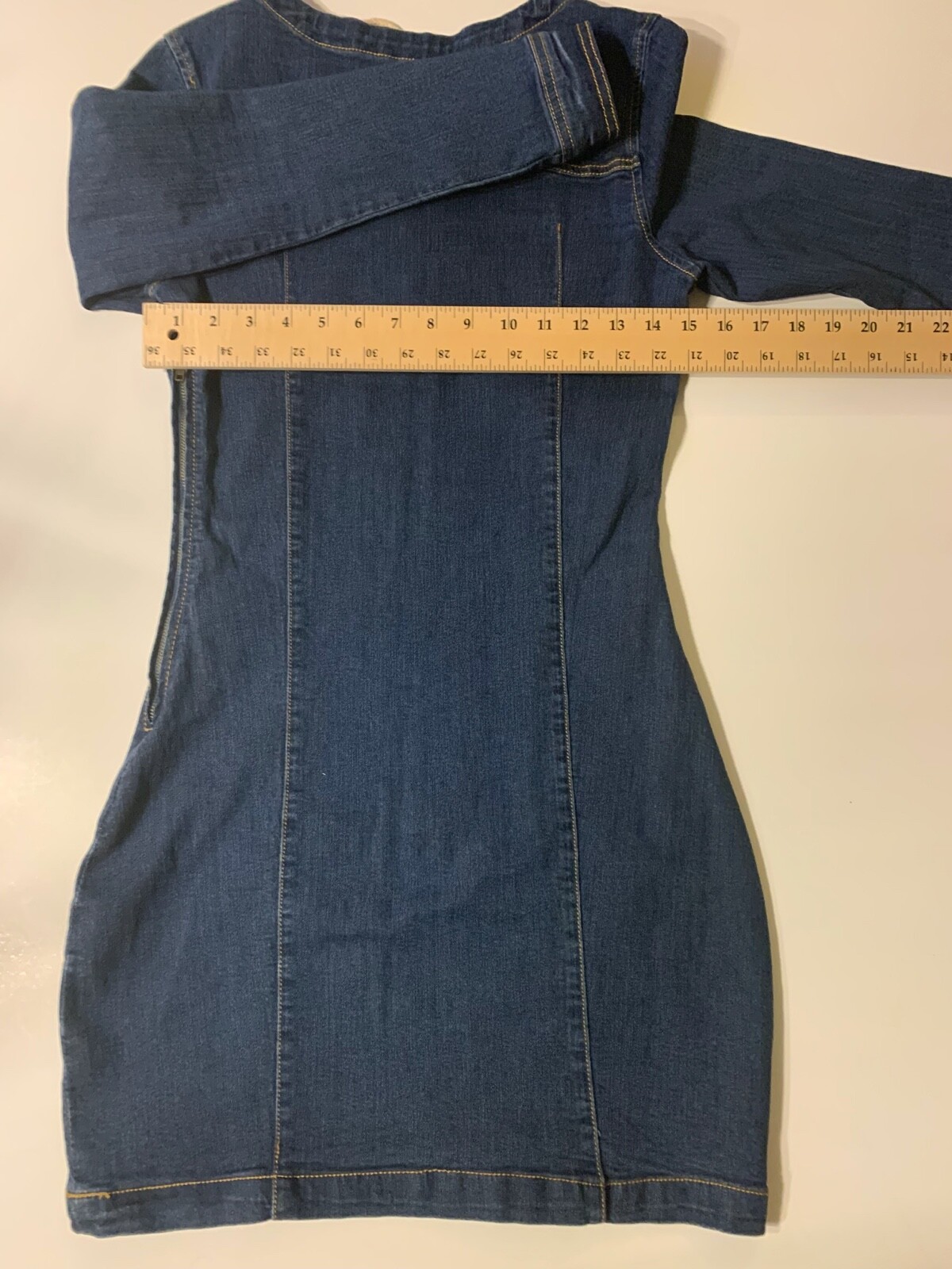 Mind Code Dark Denim Side Zipper Closure Body Con… - image 11