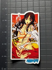 Hook-Ups Sticker Decal - Anime Girl with Torn Outfit, Fiery Background Pin-Up